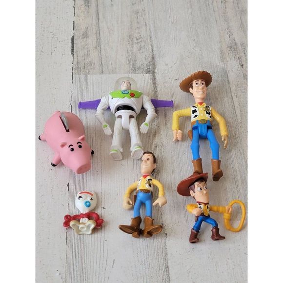 Pixar Toy Story 4 piggy bank Buzz Lightyear forky Woody set toy figure - Picture 1 of 12
